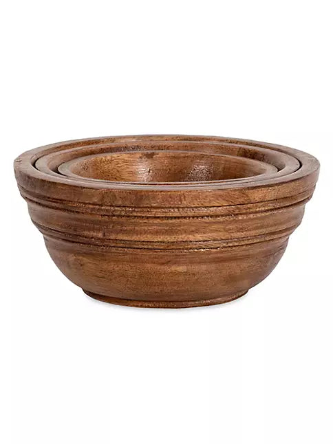 Juliska Bilbao Wood Nesting Bowl Set/3pc