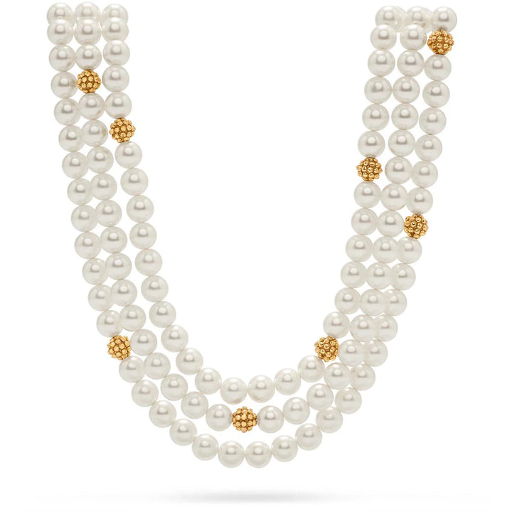 Capucine de Wulf Berry and Bead Triple Strand Necklace, 18"+2" - Pearl