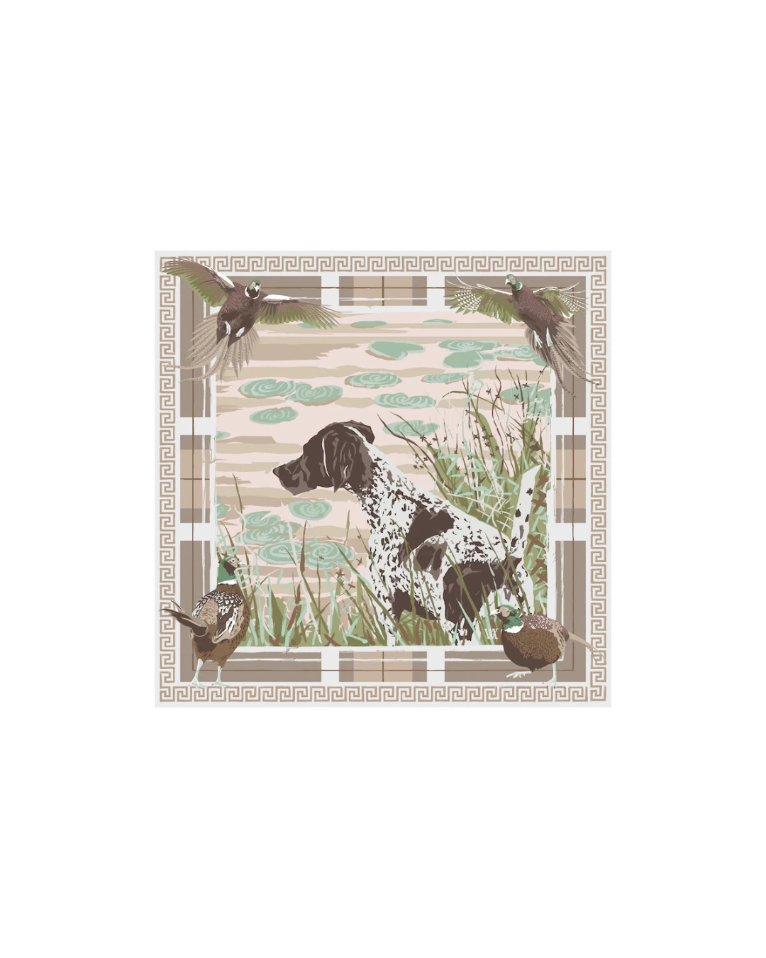 Austin Williams Pink Pheasant Watch Silk Scarf, 25x25