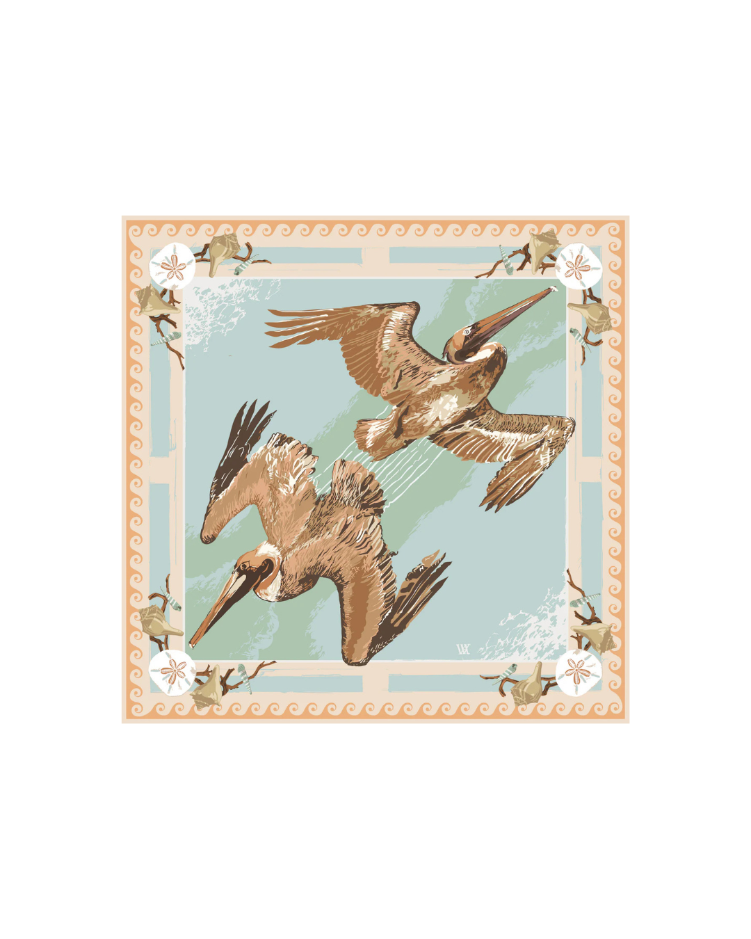 Austin Williams Peach Tide Driver Silk Scarf, 35x35