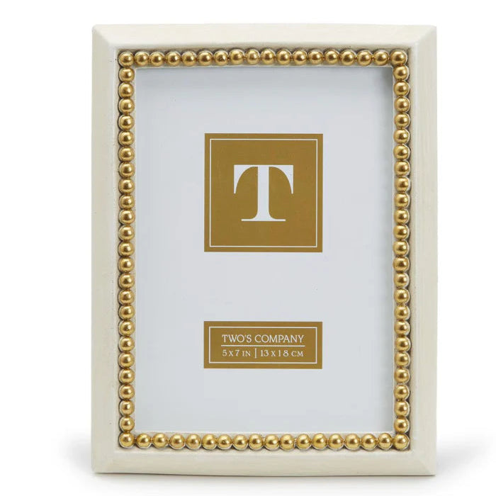 Two's Company Gold Bead 5" x 7" Photo Frame