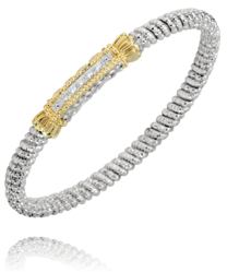 VAHAN 4MM Band Bracelet 0.10CT 14KT Gold & Sterling Sliver