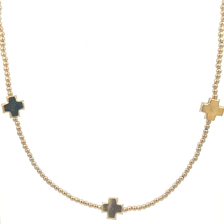 enewton 15" Choker Signature Cross Gold Pattern 2mm Bead - Signature Cross Gold