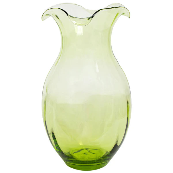 Vietri Hibiscus Glass Green Vertical Fluted Vase