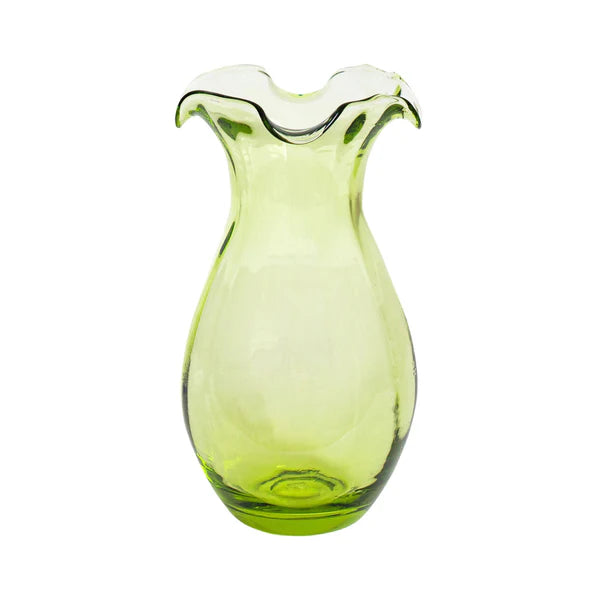 Vietri Hibiscus Glass Green Vertical Fluted Vase