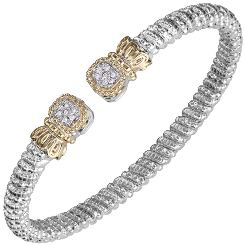 4MM Band Bracelet 0.07CT; 14KT Gold & Sterling Sliver