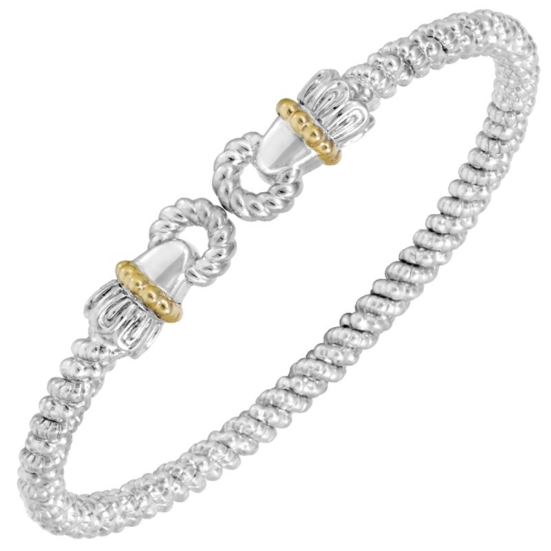 3MM Open Band Bracelet 14KT Yellow Gold & Sterling Sliver