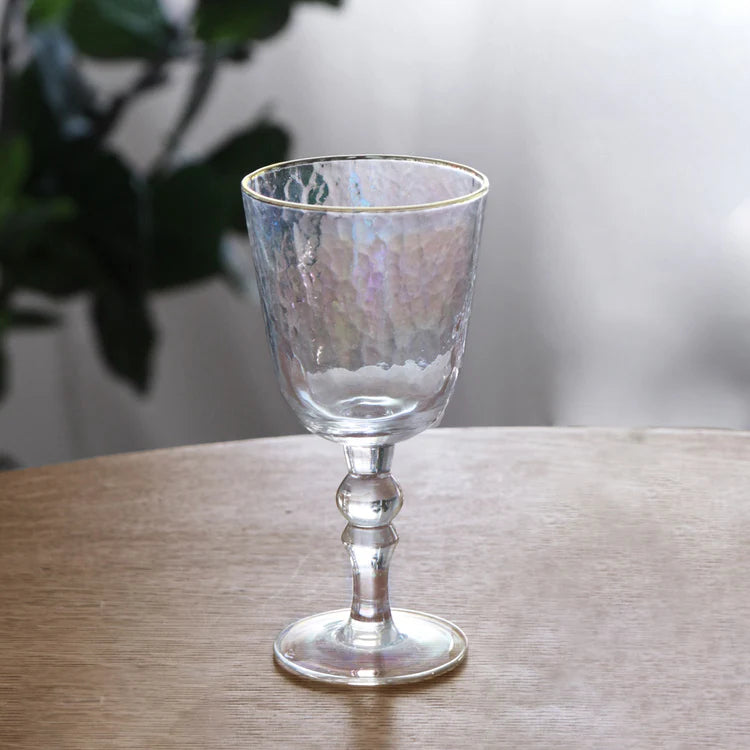 Beatriz Ball Glass Mother of Pearl Glass with Gold Rim Set of 4 (Clear and Gold)