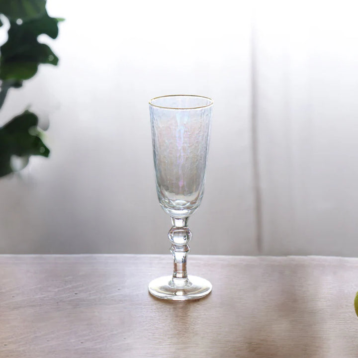 Beatriz Ball Glass Mother of Pearl Glass with Gold Rim Set of 4 (Clear and Gold)