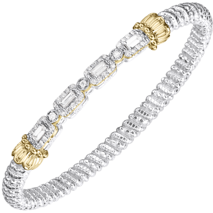 4MM Closed Band Bracelet, 0.81CT Approx. 14KT Yellow Gold & Sterling Silver
