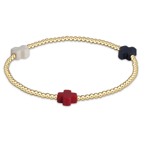 enewton egirl Fourth of July Signature Cross Gold Pattern 2mm Bead Bracelet - Firecracker
