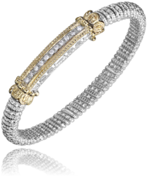 6MM Band Bracelet 0.22CT; 14KT Gold & Sterling Sliver