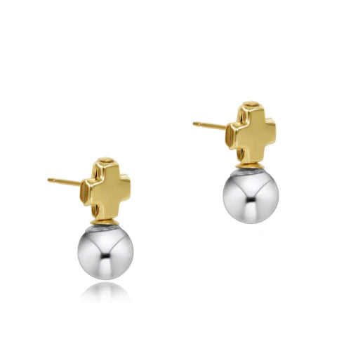 enewton Signature Cross Mixed Metal Stud - Classic Sterling