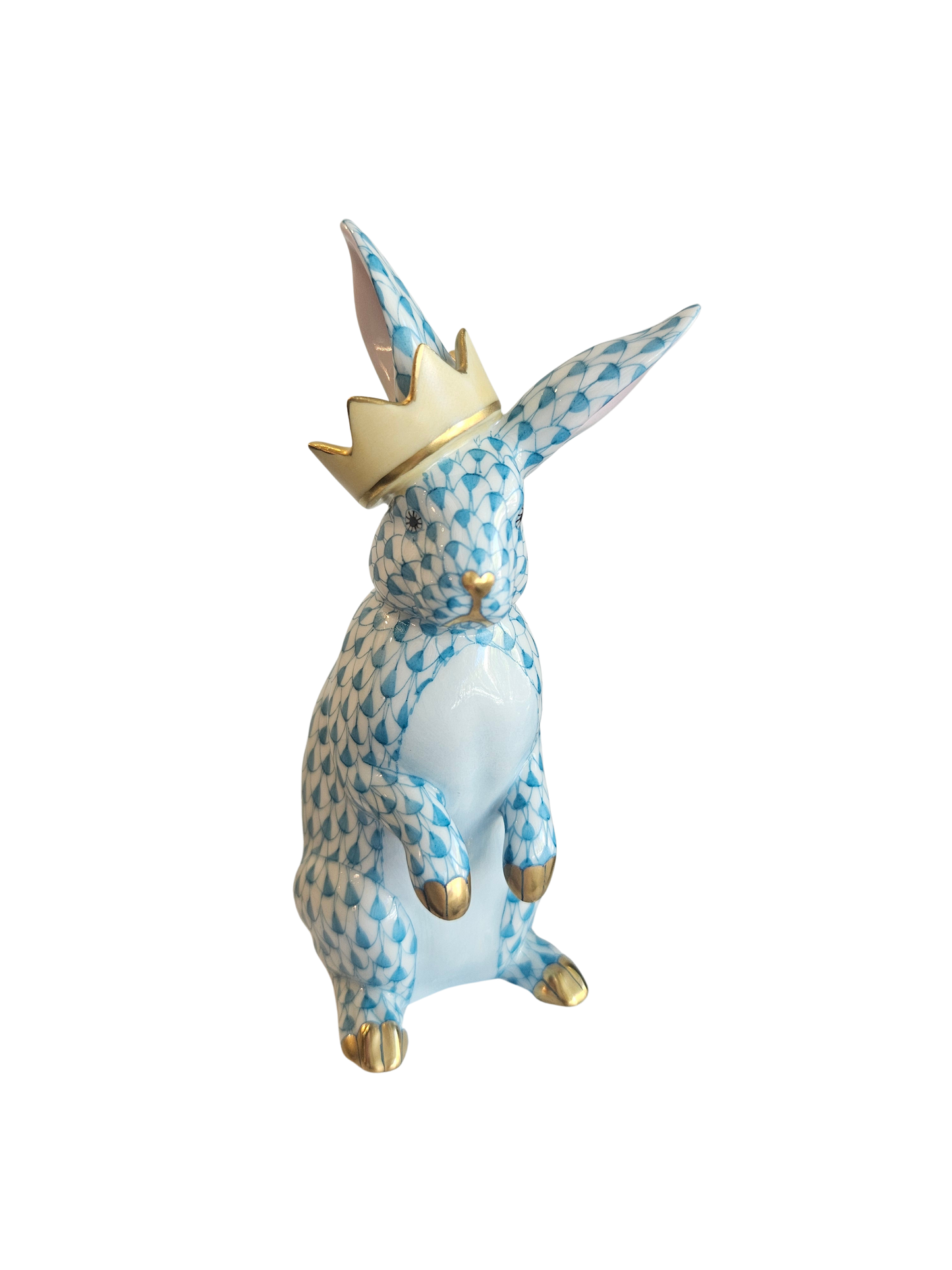 Herend Bunny with Crown, Turquoise