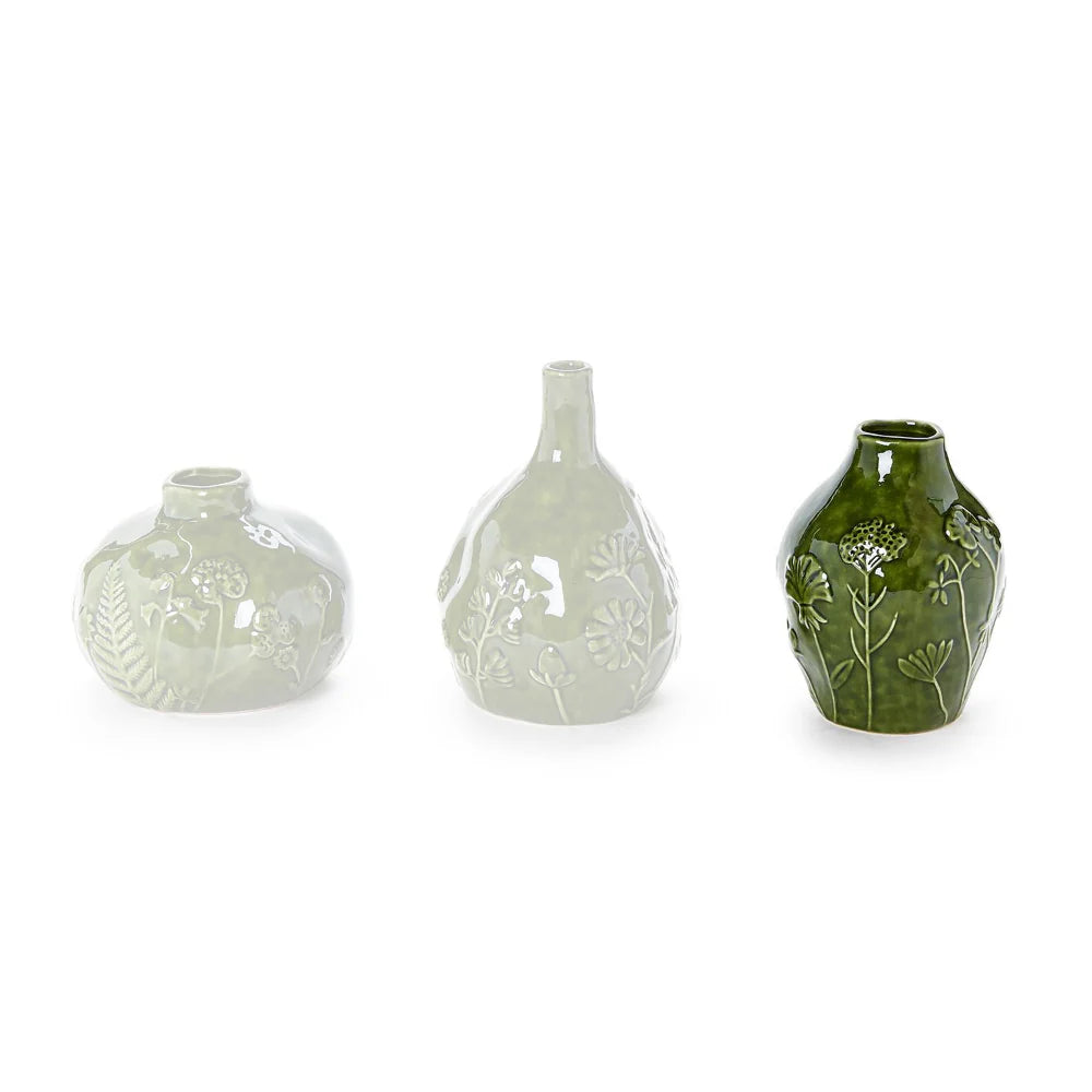 Floral Relief Scape Bud Vase