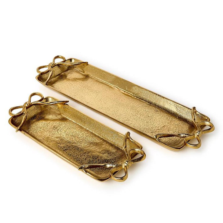Two's Company Gold Bow Handled Tray