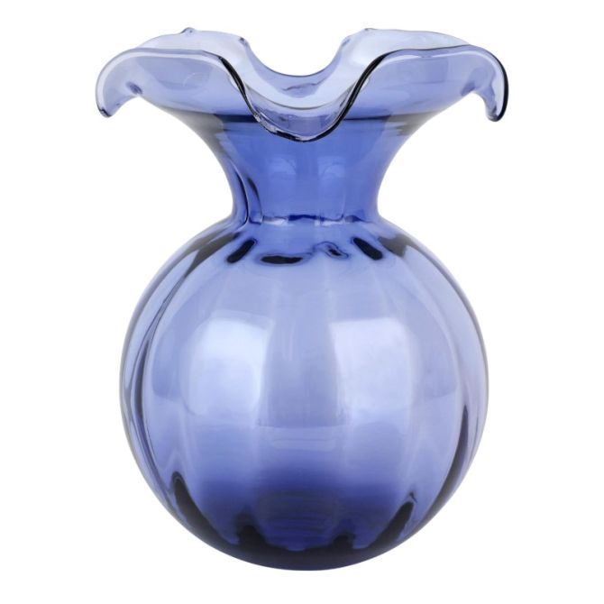 Vietri Hibiscus Glass Indigo Fluted Vase
