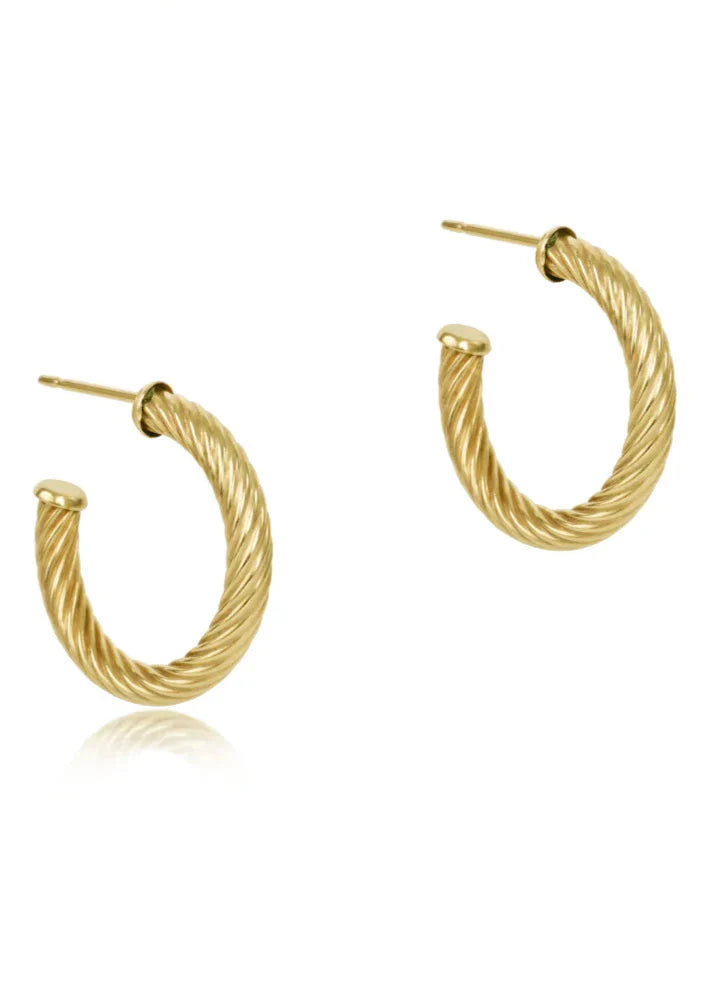 enewton Round Gold 1.125" Post Hoop - 4mm - Textured Twist