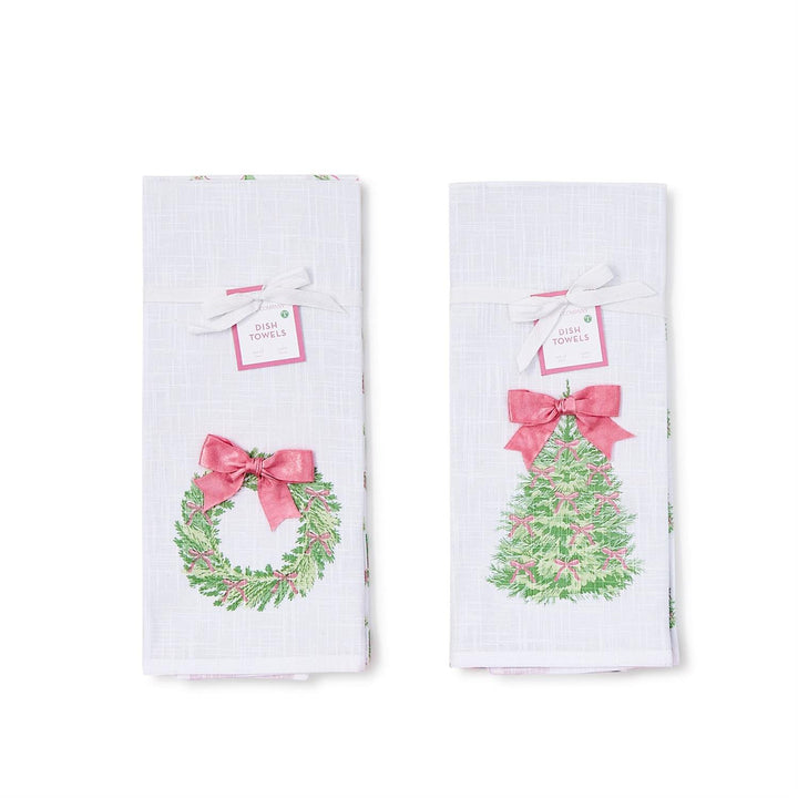 Holiday Hand Towel, Set of Two with Bow Accent