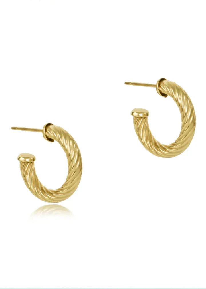 enewton Round Gold 0.5" Post Hoop - 4mm - Textured Twist