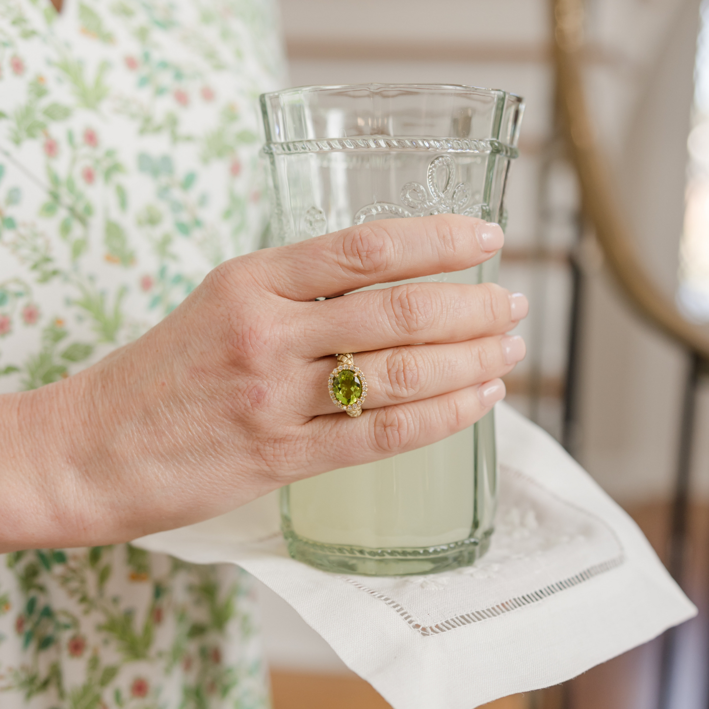 Raymond Mazza Peridot and Diamond Ring
