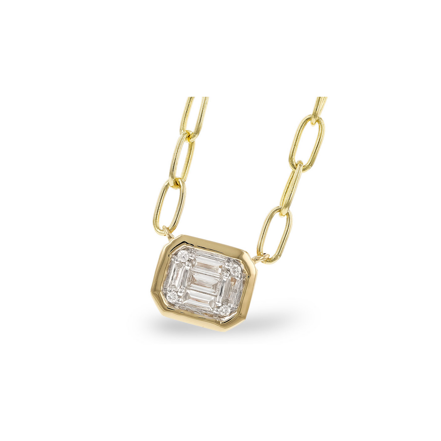 14 KT Gold Baguette Necklace
