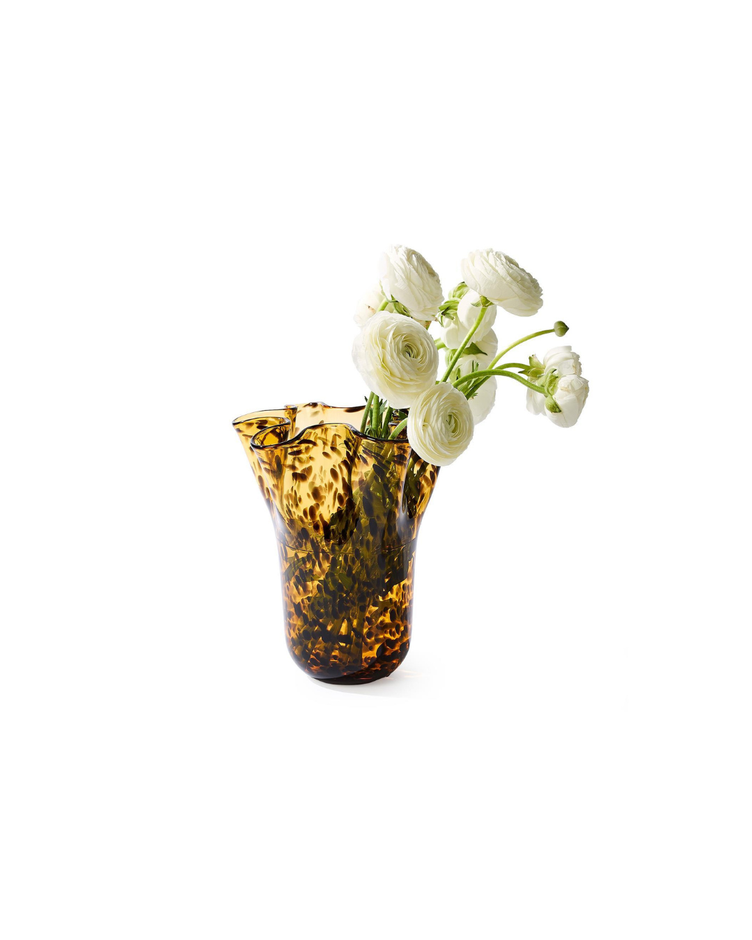 Tortoise Print Flare Hand-Blown Vase
