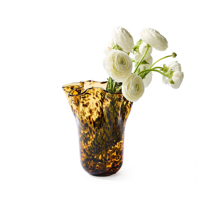Tortoise Print Flare Hand-Blown Vase