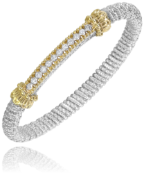 6MM Band Bracelet 0.15CT 14KT Gold & Sterling Sliver