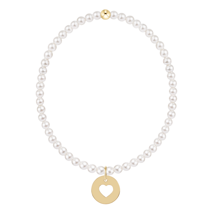 Enewton egirl Classic Pearl 3mm Bracelet - Love Gold Disc
