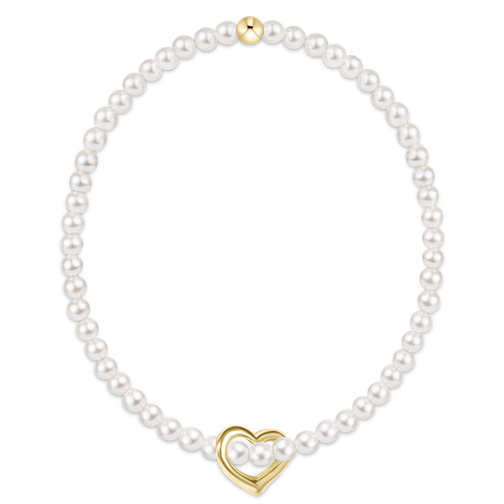 Enewton egirl Classic Pearl 3mm Bracelet - Love Gold Charm