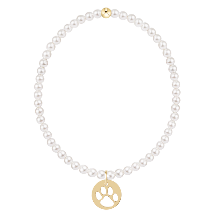 Enewton egirl Classic Pearl 3mm Bracelet - Paw Print Gold Disc