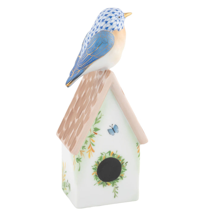 Herend Eastern Bluebird on House