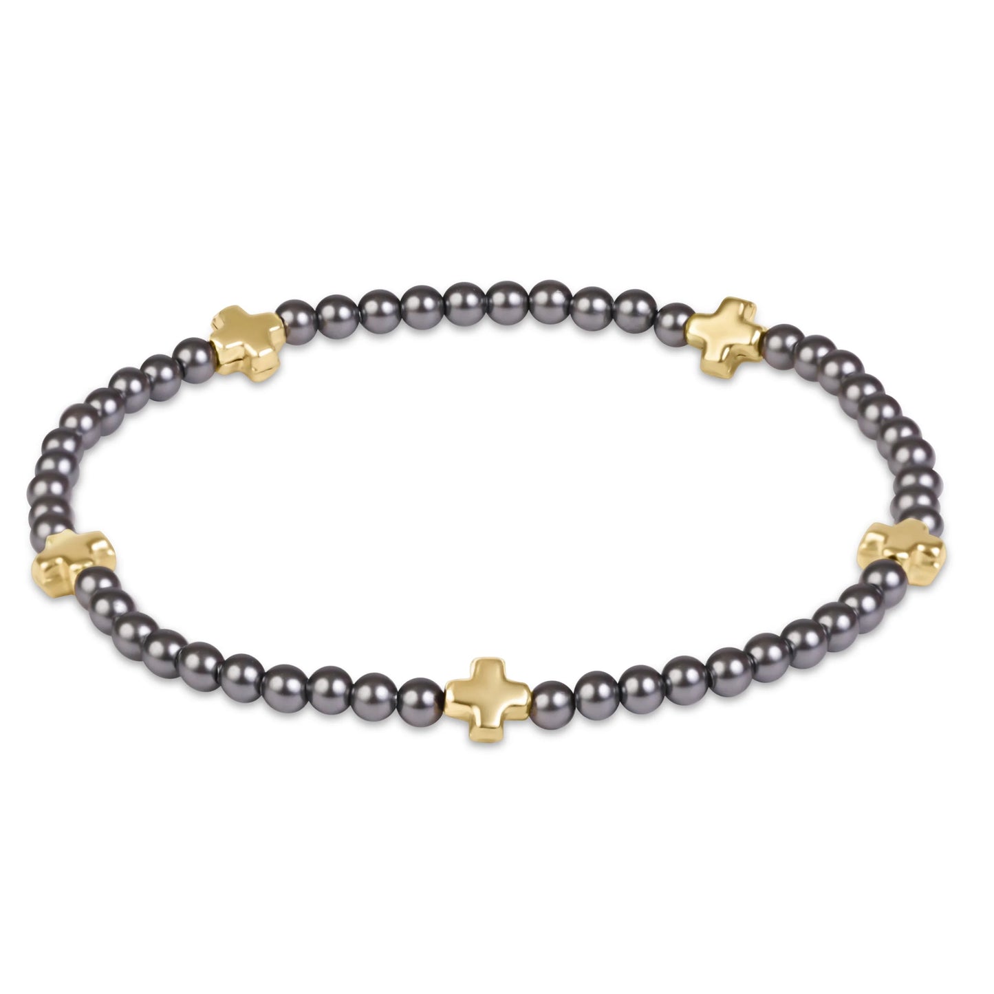 Enewton Signature Cross Small 3mm Pearl Dark Grey Bracelet