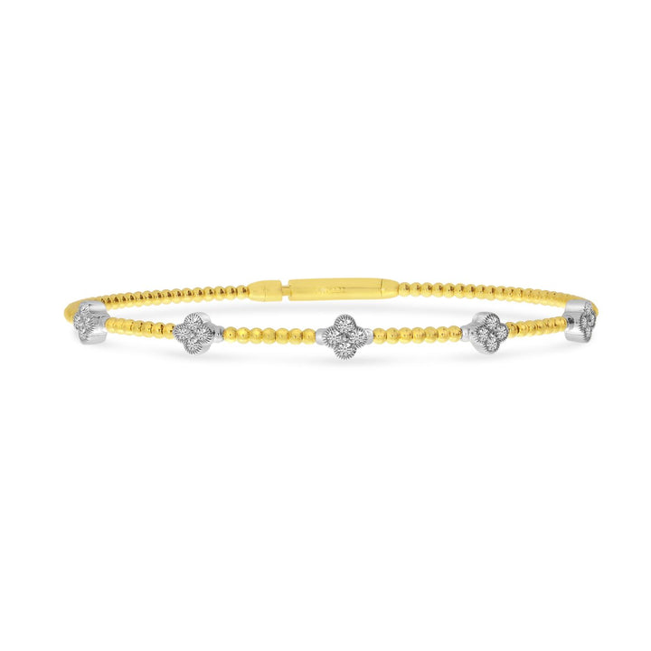 14KTT 5 Station Clover Flexible Diamond Bracelet