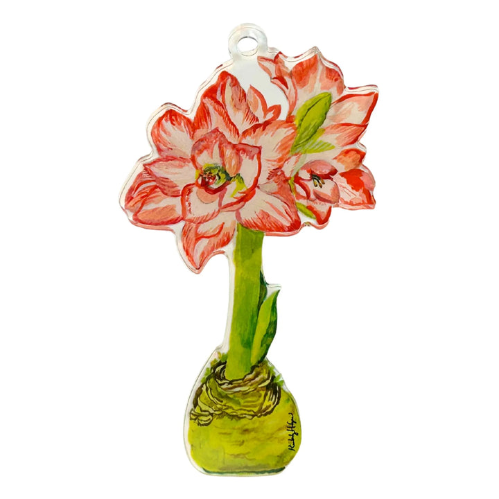 Kimberly Hodges Blossom Peacock Amaryllis Acrylic Ornament