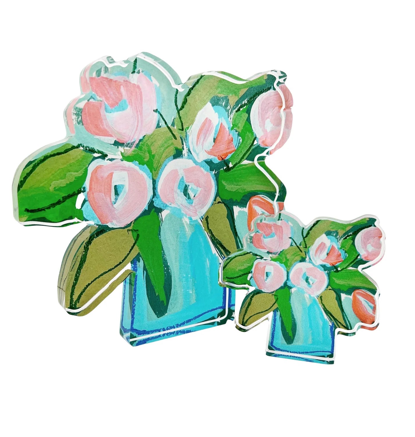 Coral Tulips Arcylic Bloom Block