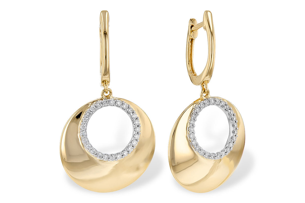 14KYW Golden Halo Diamond Drop Earrings