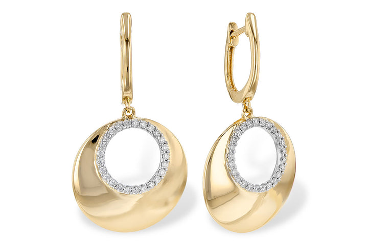 14KYW Golden Halo Diamond Drop Earrings