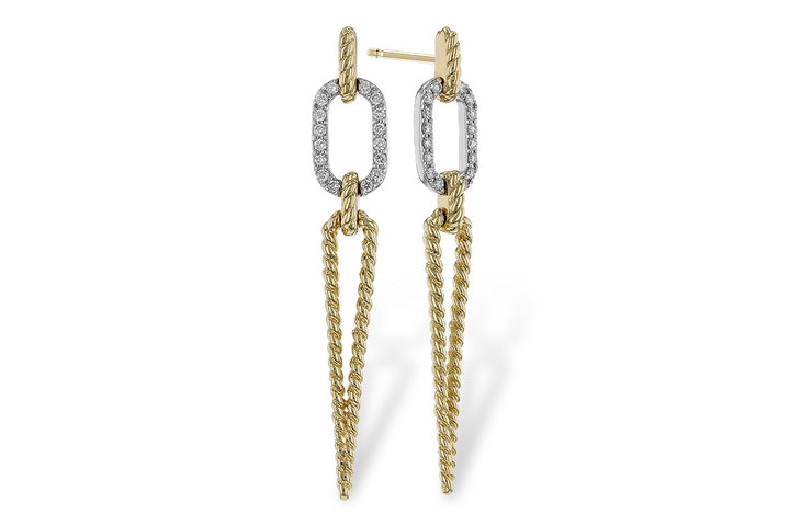 14KYW Gold Diamond-Accented Link Drop Earrings