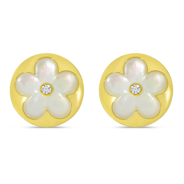 14KY Mother of Pearl Floral Studs