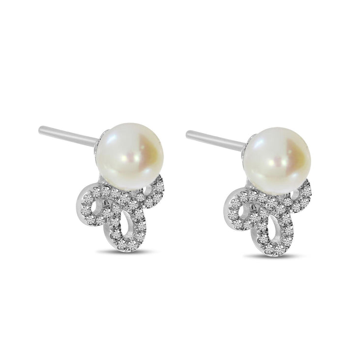 14KW Pearl and Diamond Stud Earrings