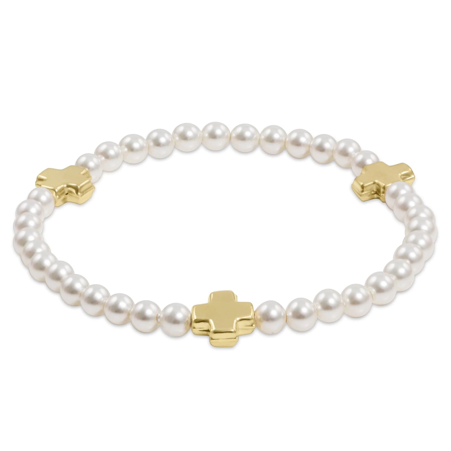 Enewton Extends Signature Cross 4mm Pearl Bracelet - Gold