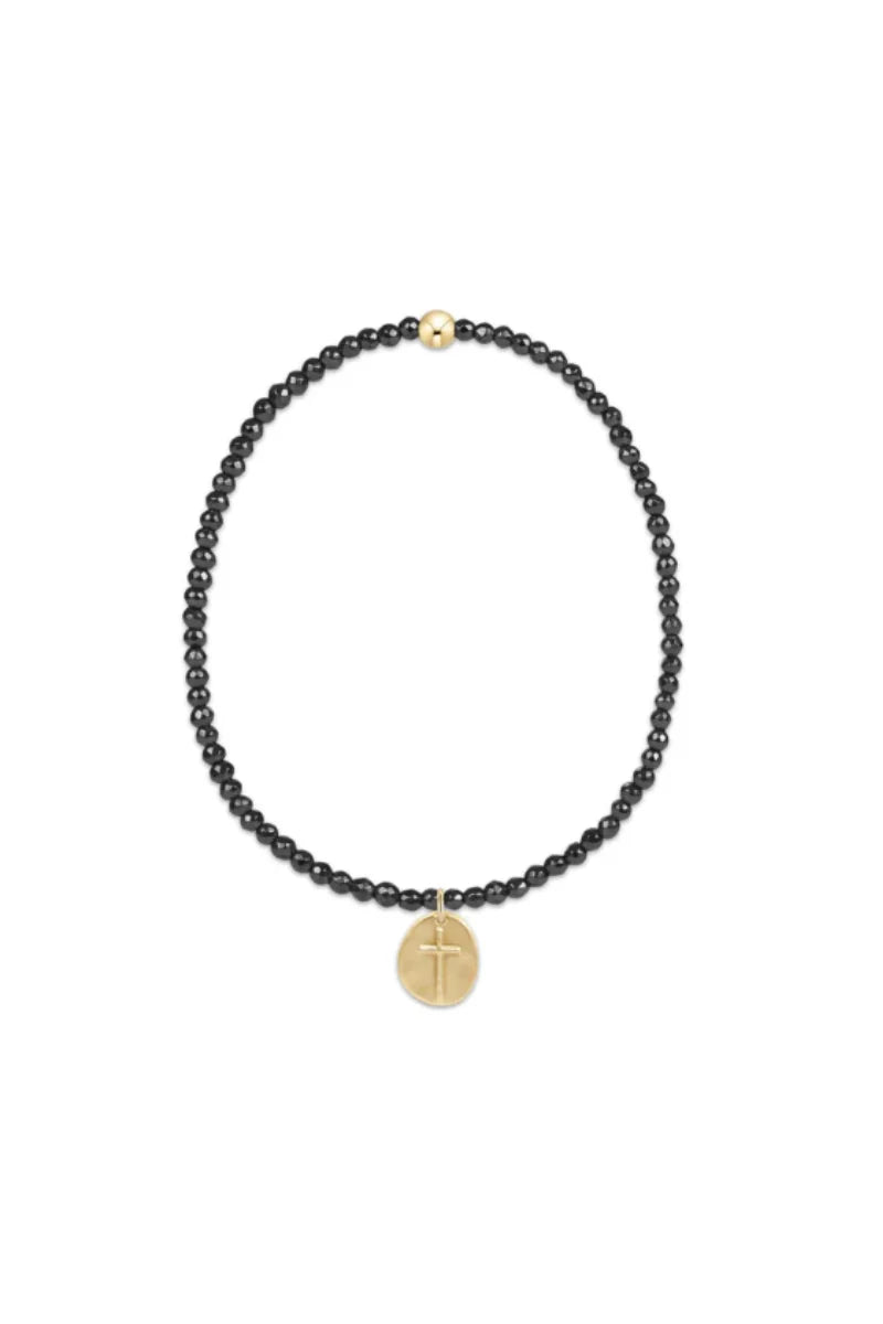 enewton Extends - Faceted Hematite 2mm Bead Bracelet - Inspire Small Gold Charm