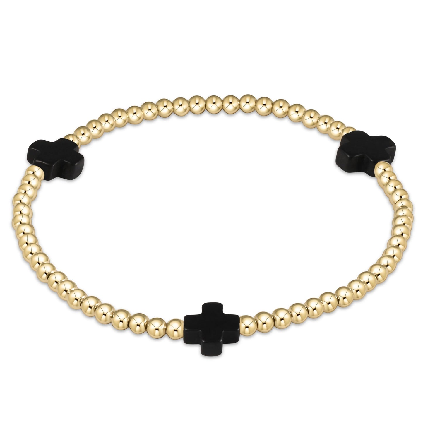 Enewton Extends Signature Cross 3mm Gold Bracelet - Onyx