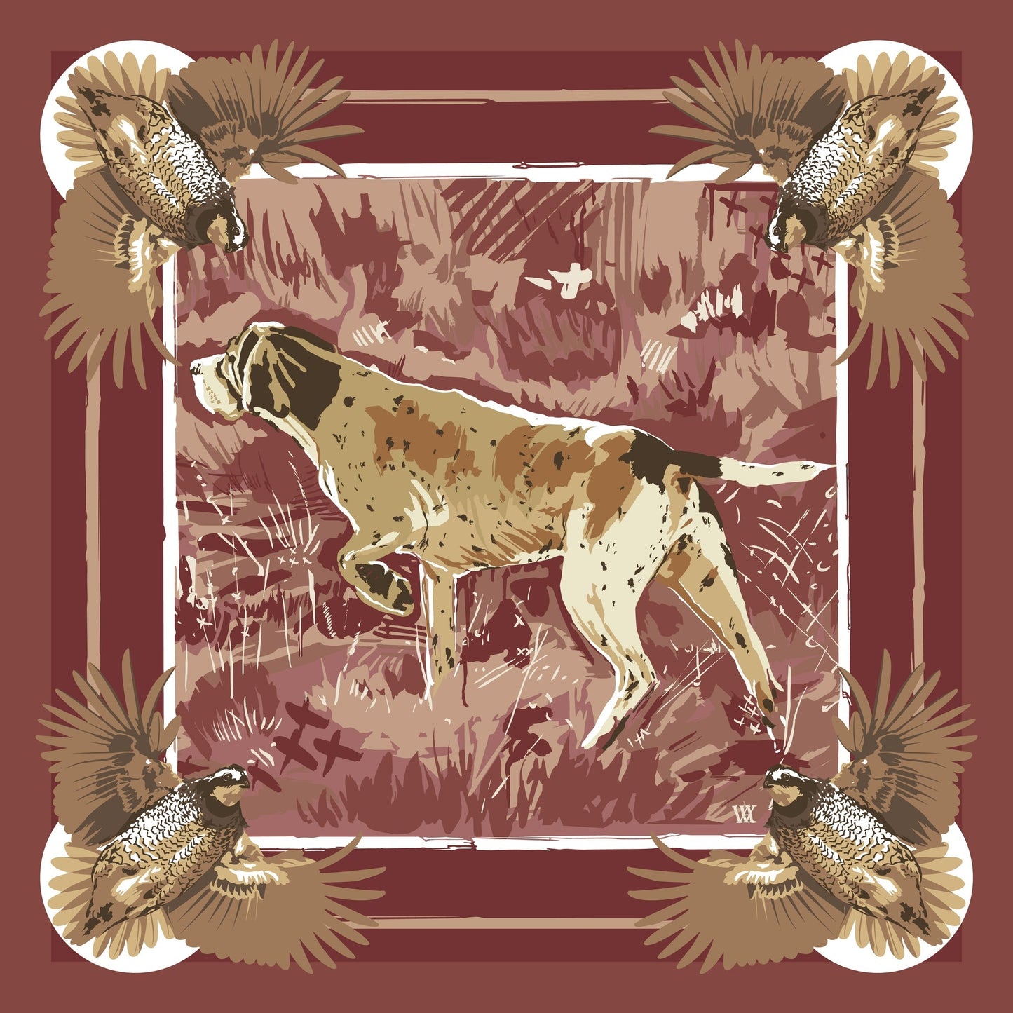 Austin Williams Art Wine Pointing Strong Pocket Square