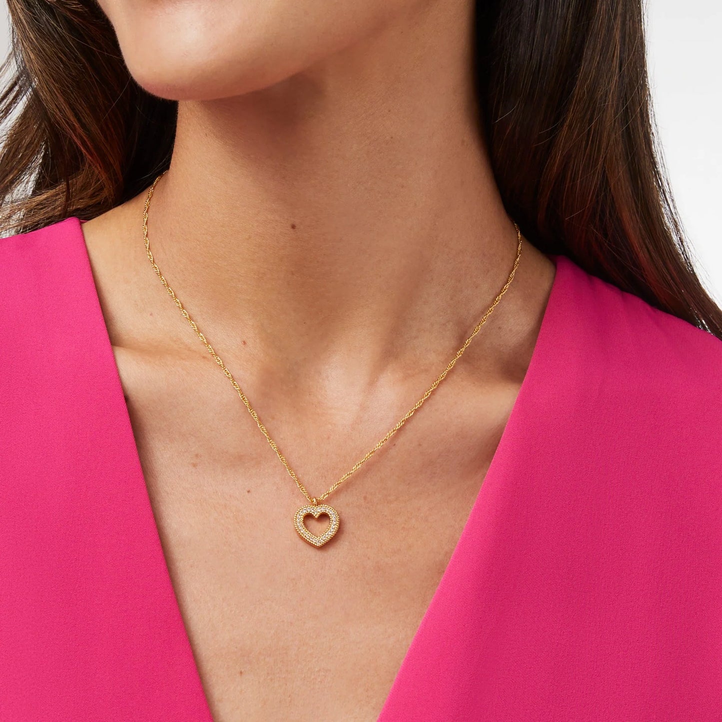 Julie Vos Esme Heart Solitaire Necklace, Cubic Zirconia