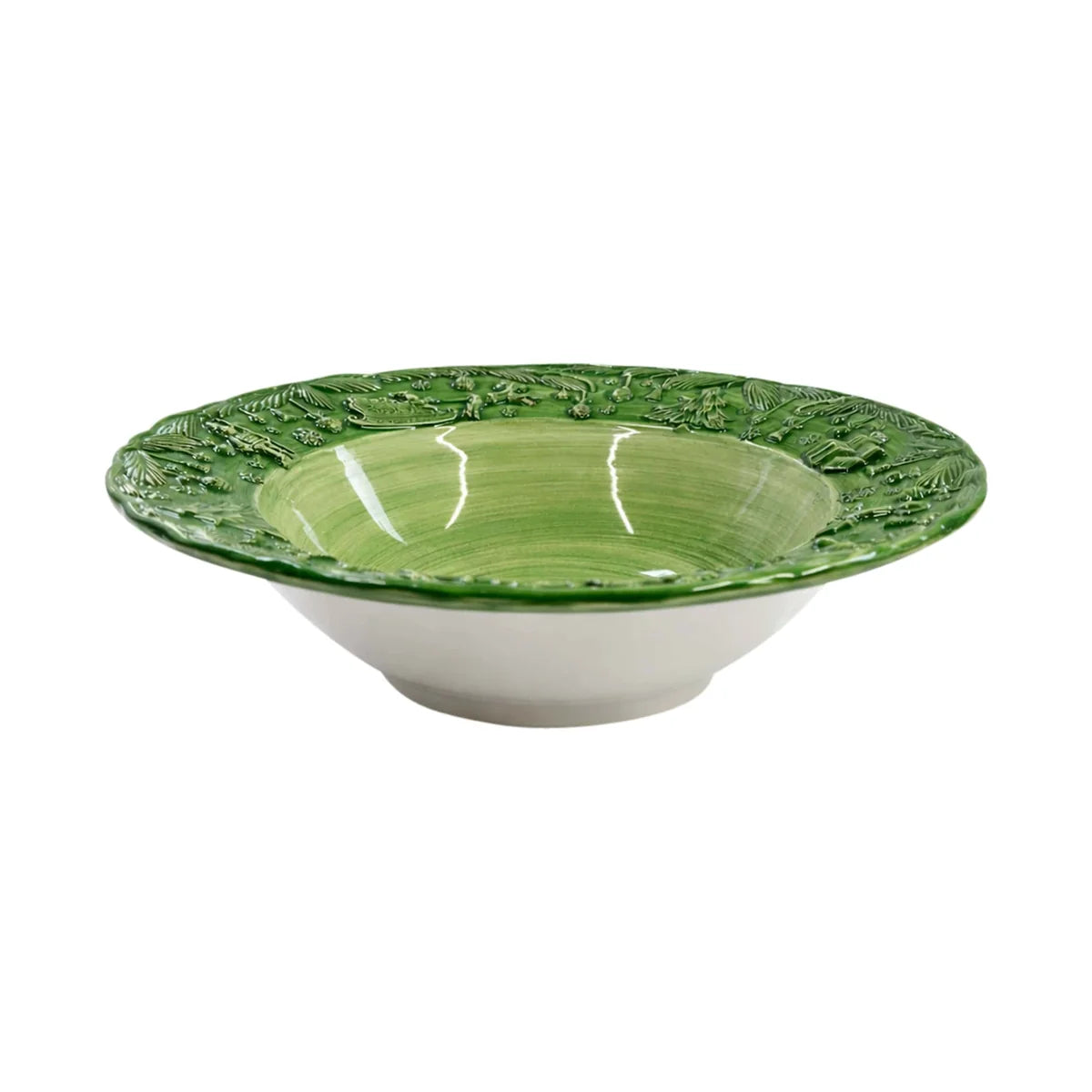 Vietri Fiabe di Natale Green Serving Bowl