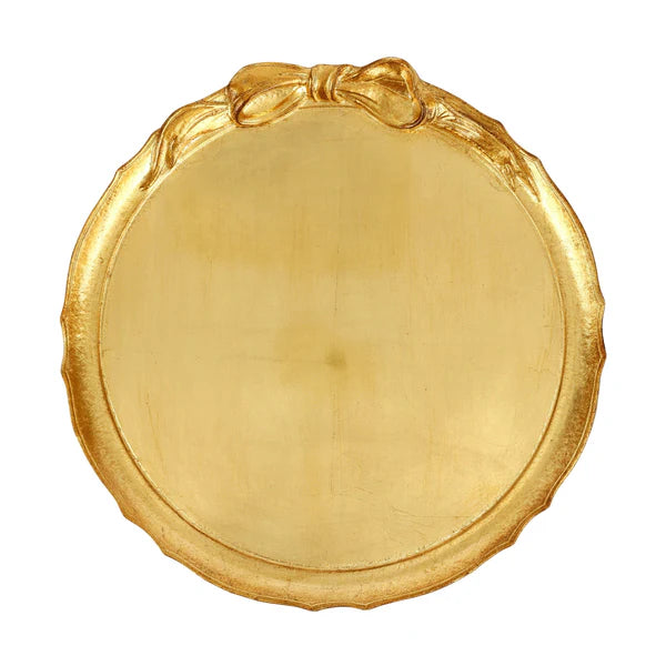 Vietri Florentine Wooden Accessories Gold Bow Rond Tray