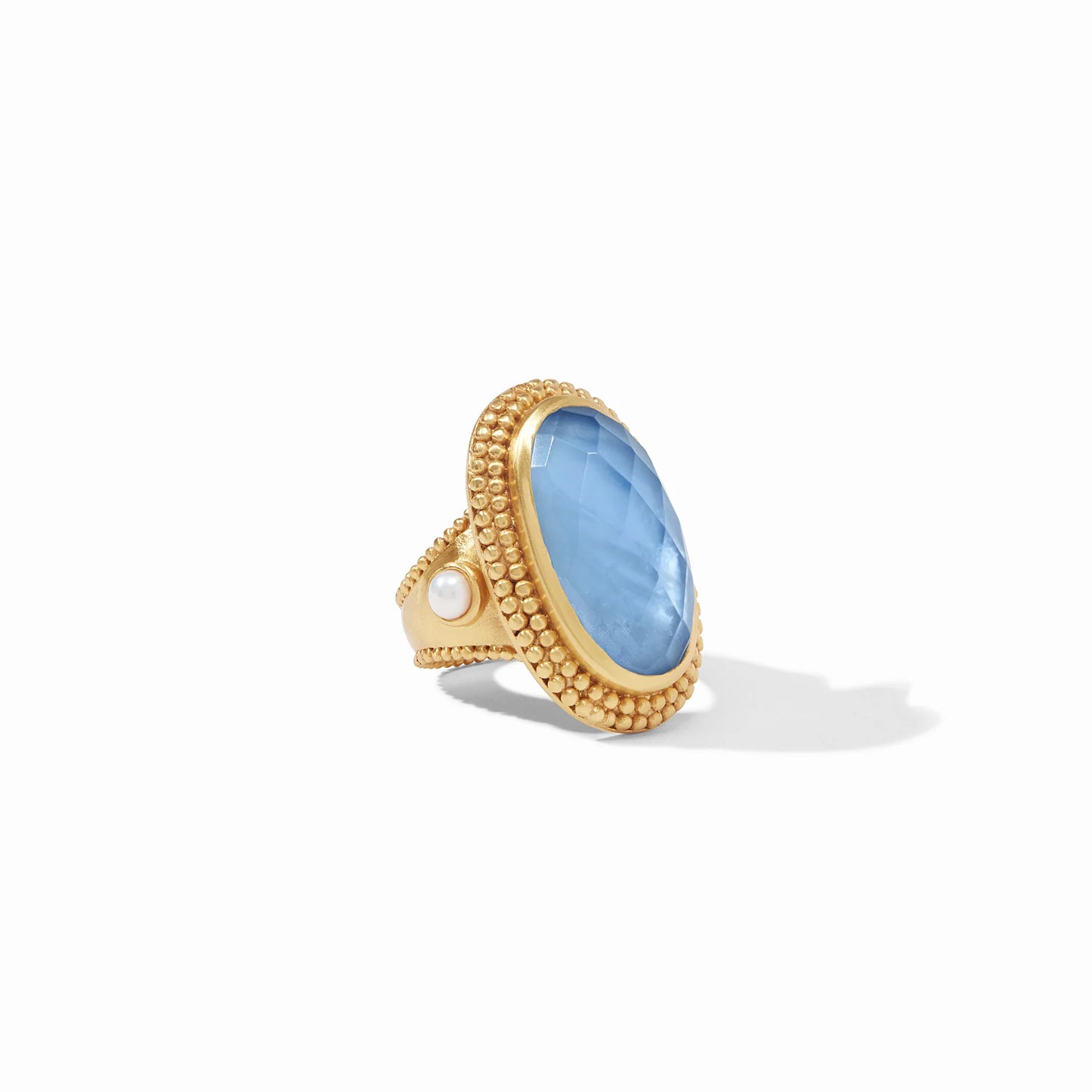Julie Vos Flora Statement Ring, Chalcedony Blue